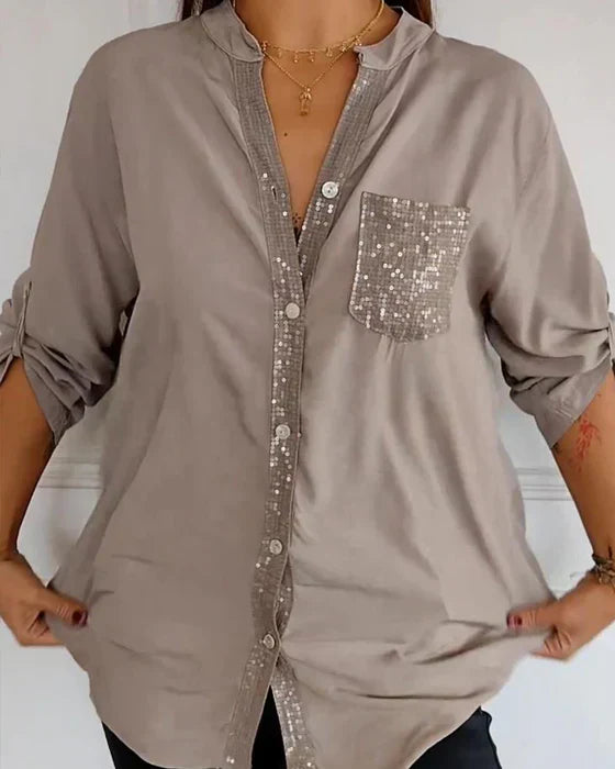 Kelley | Sparkling V-Neck Blouse