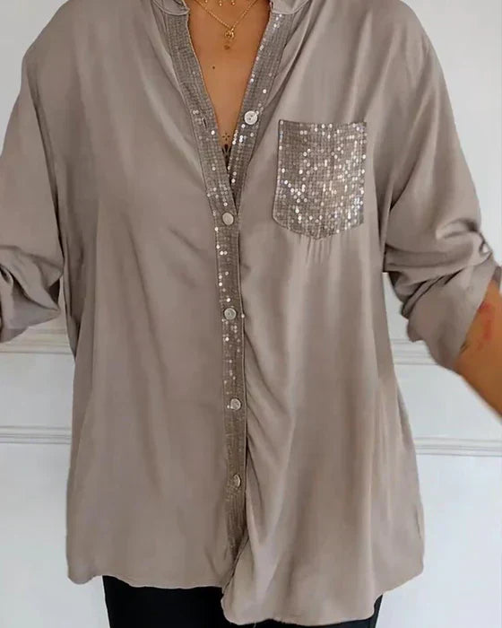 Kelley | Sparkling V-Neck Blouse