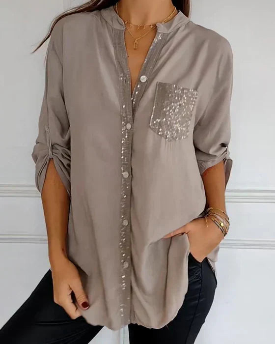 Kelley | Sparkling V-Neck Blouse