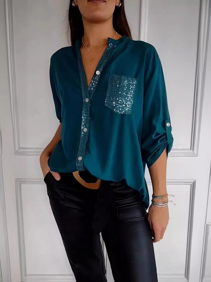 Kelley | Sparkling V-Neck Blouse