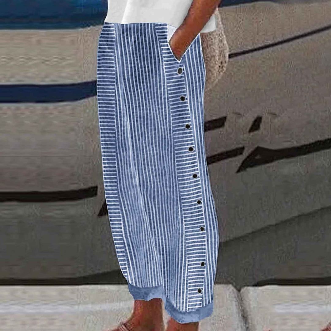 Shaira | Striped Button-Accent Pants