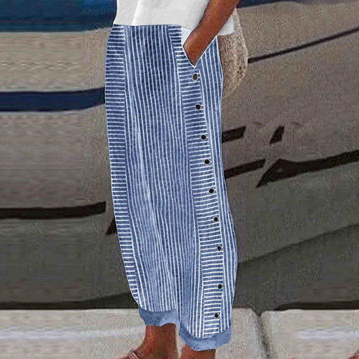 Shaira | Striped Button-Accent Pants