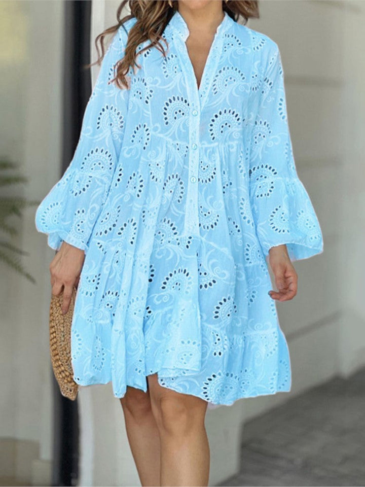Salma | Embroidered Tiered Mini Dress