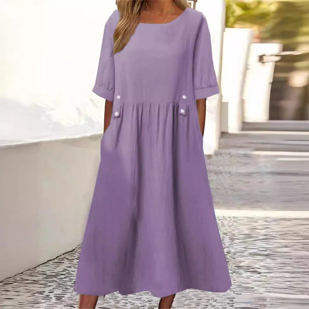 Nena | Button-Accent Midi Dress
