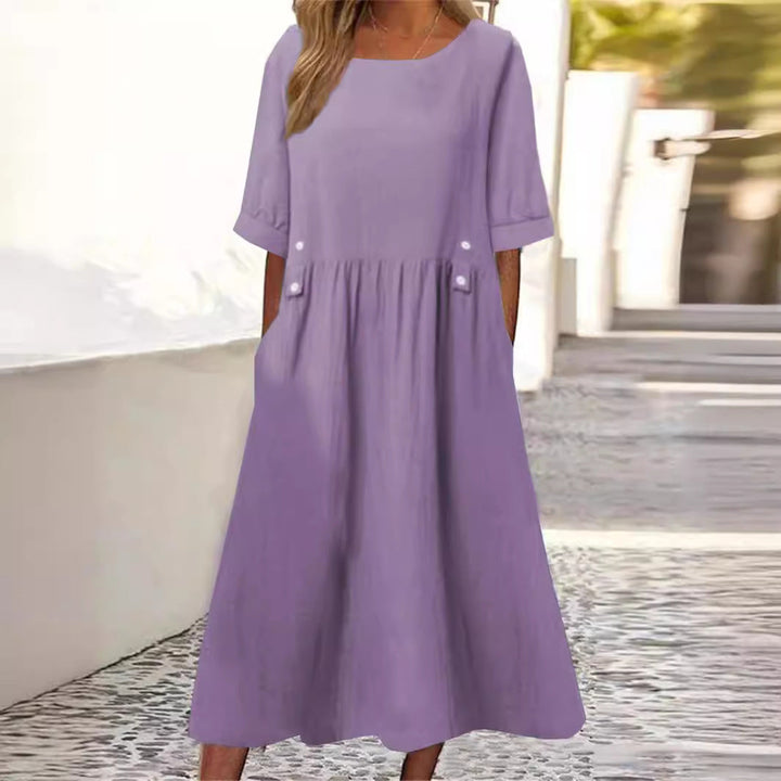 Nena | Button-Accent Midi Dress