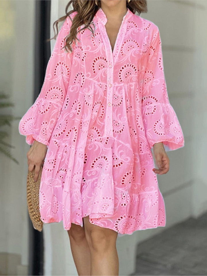 Salma | Embroidered Tiered Mini Dress