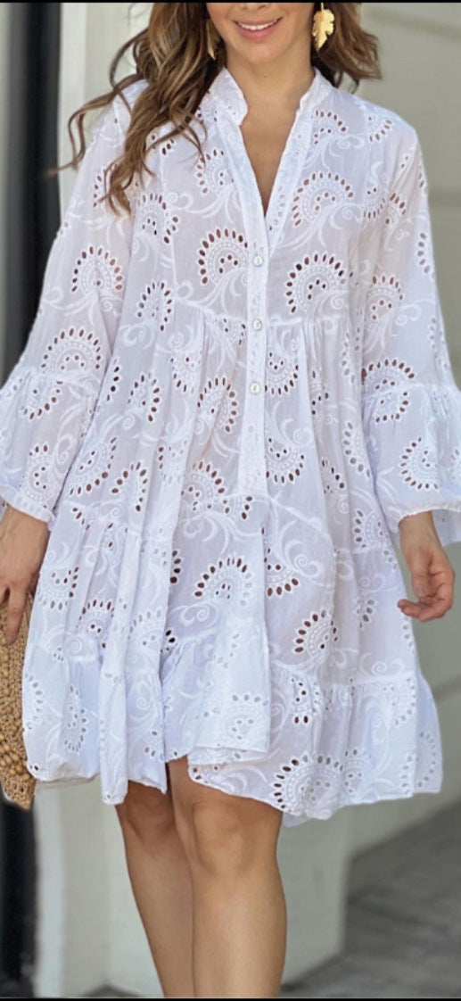 Salma | Embroidered Tiered Mini Dress