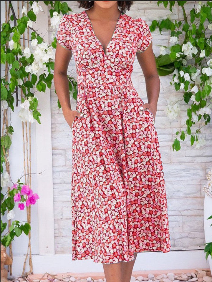 Laetacia | Floral V-Neck Dress