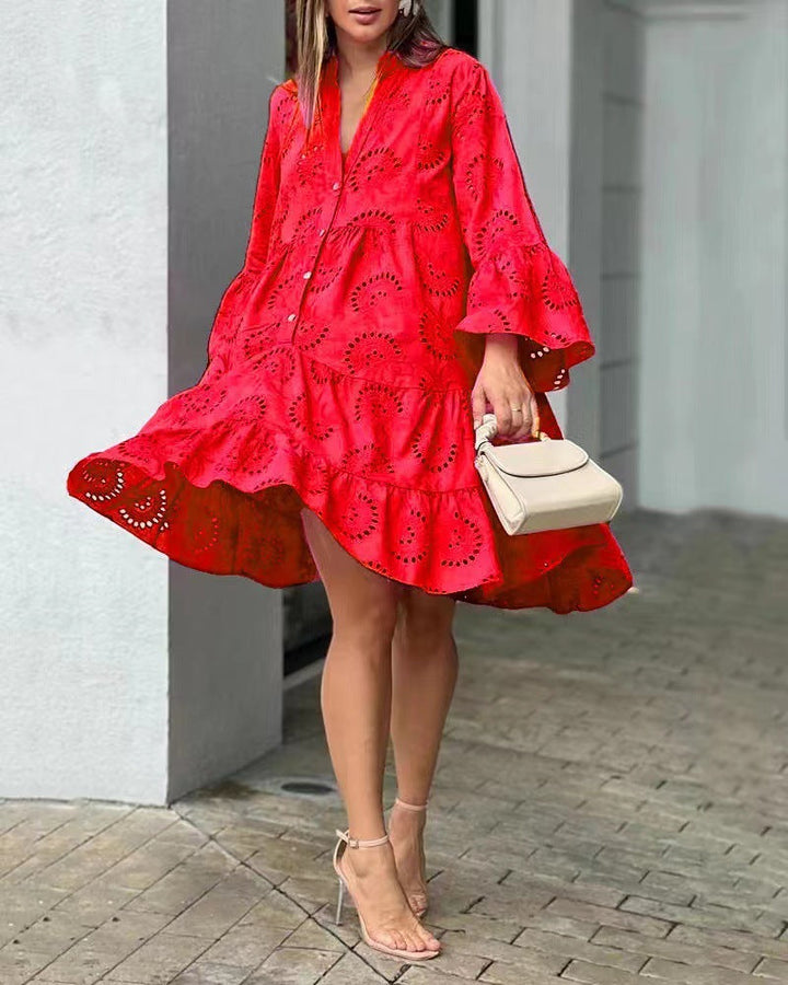 Salma | Embroidered Tiered Mini Dress