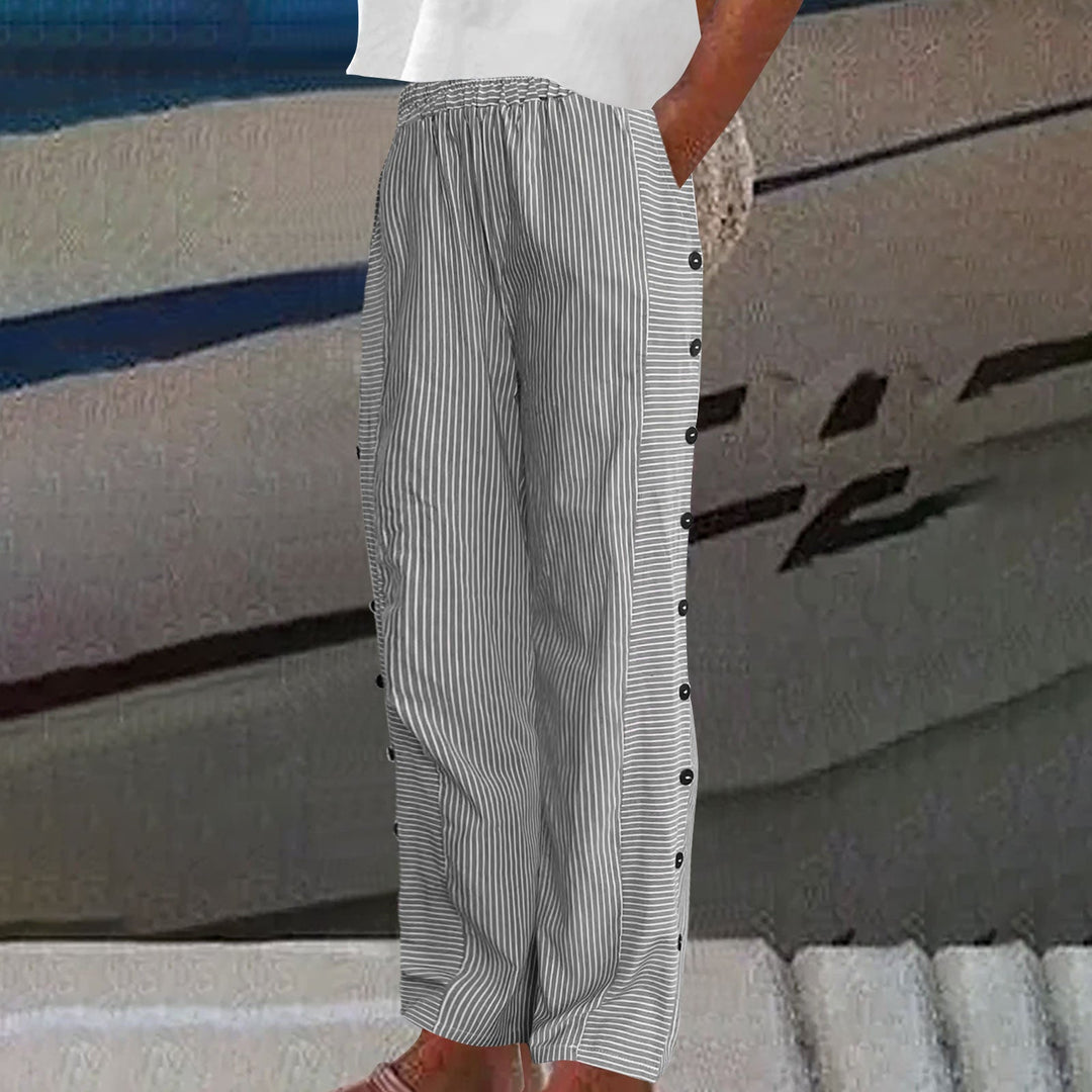 Shaira | Striped Button-Accent Pants