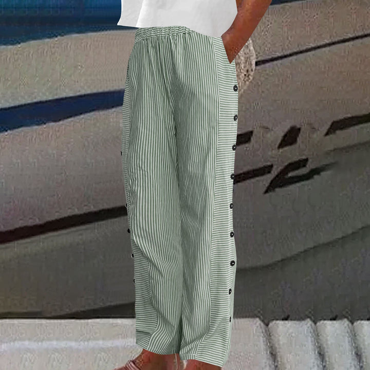 Shaira | Striped Button-Accent Pants