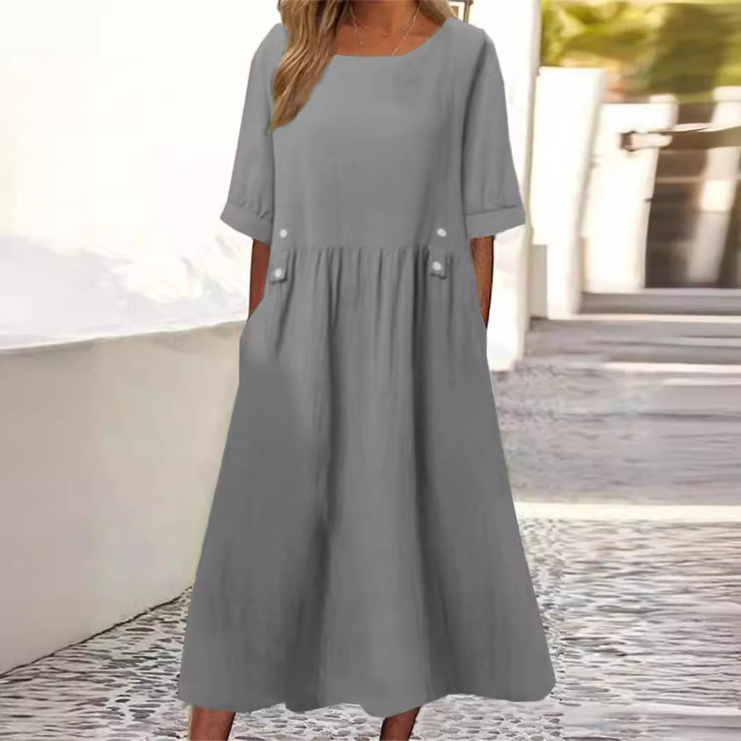 Nena | Button-Accent Midi Dress