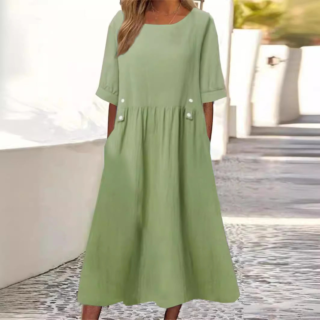 Nena | Button-Accent Midi Dress