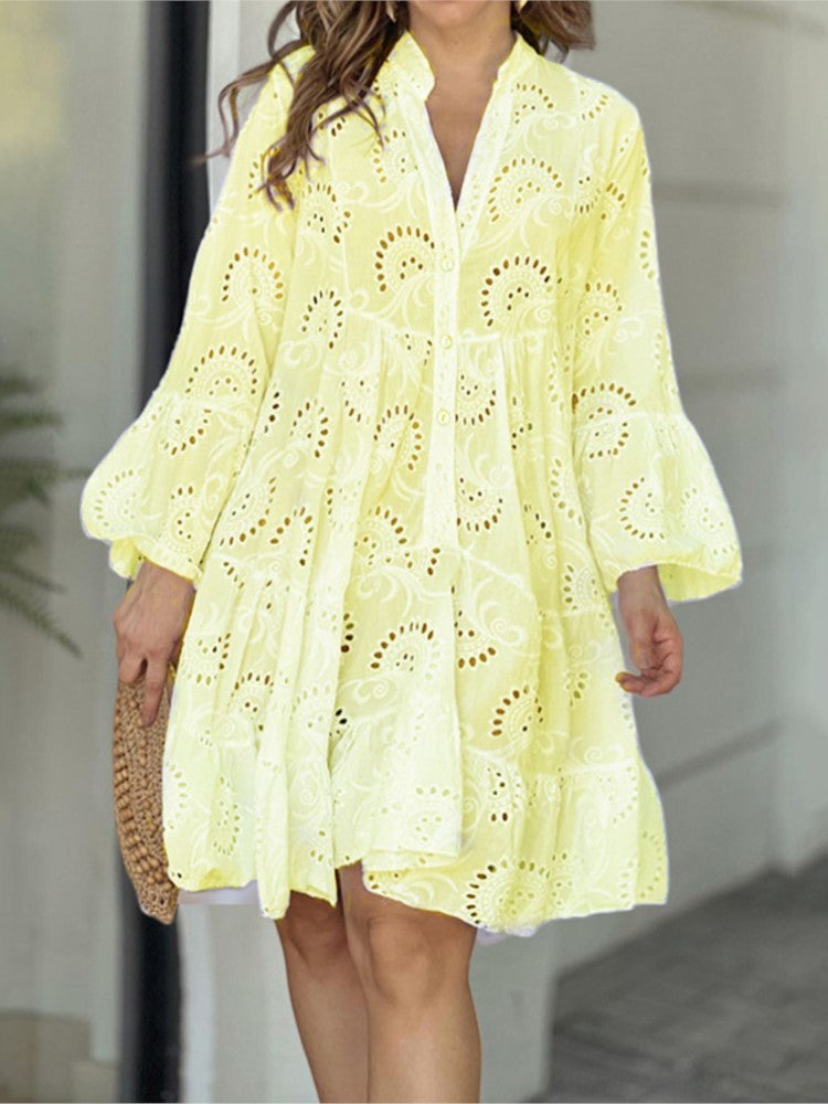 Salma | Embroidered Tiered Mini Dress