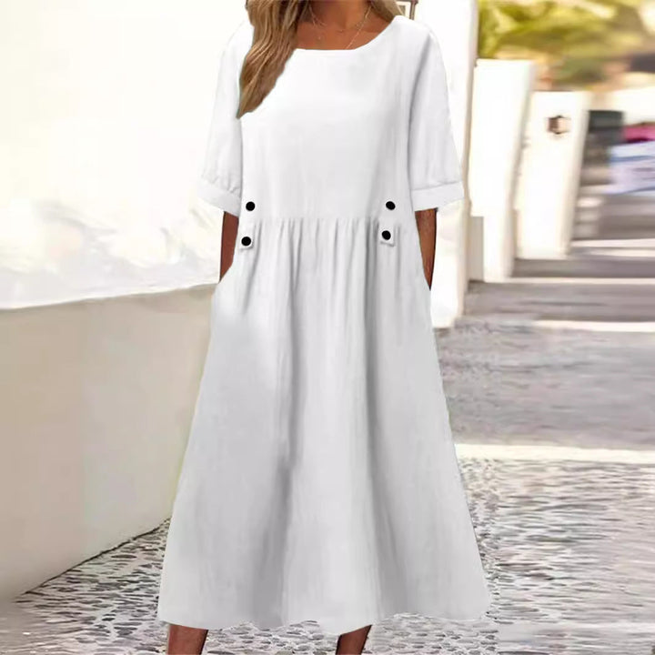 Nena | Button-Accent Midi Dress