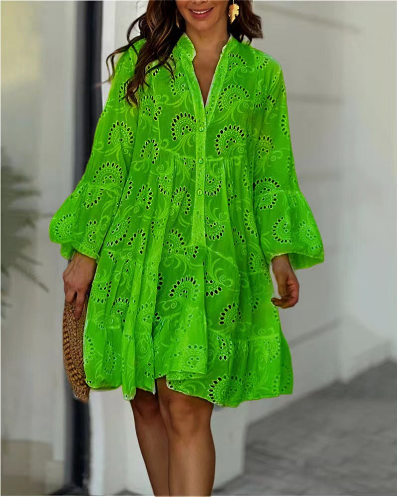 Salma | Embroidered Tiered Mini Dress