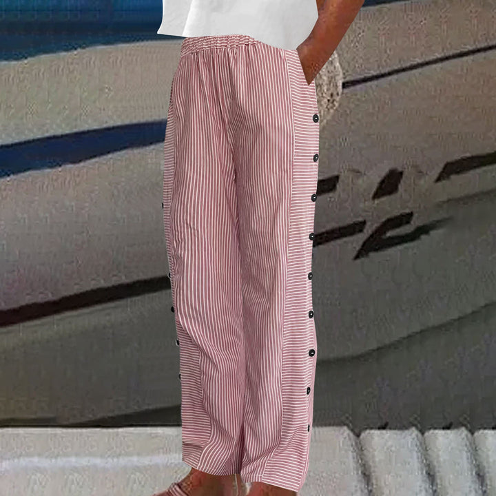 Shaira | Striped Button-Accent Pants