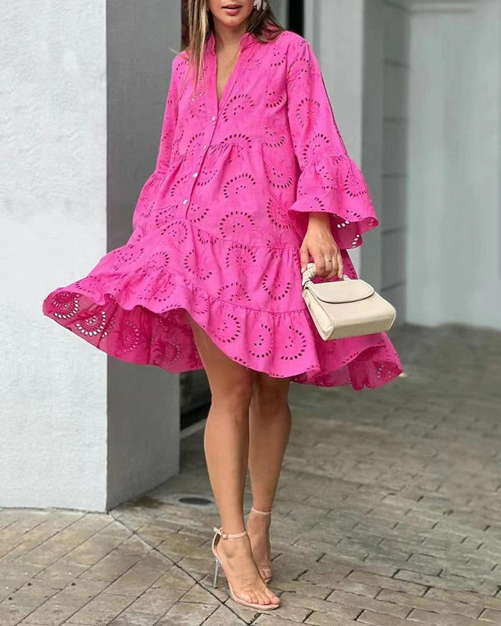 Salma | Embroidered Tiered Mini Dress