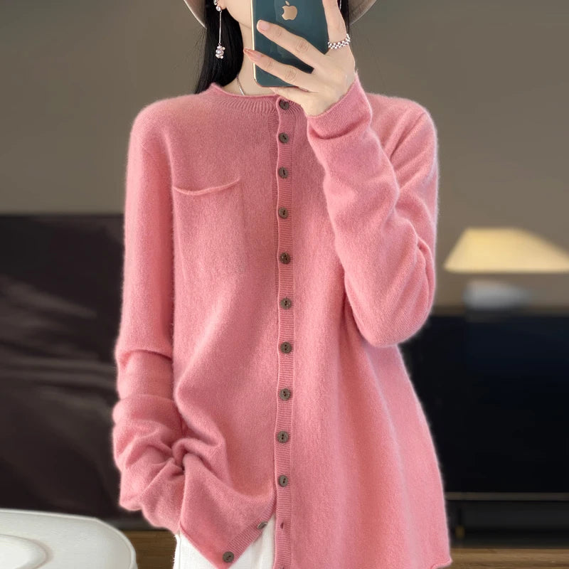 Cecily | Elegant Crew Neck Cardigan