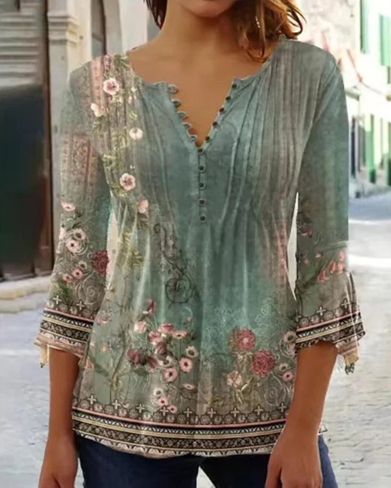 Candice | Floral V-Neck Blouse