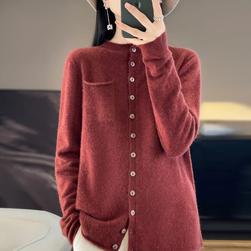 Cecily | Elegant Crew Neck Cardigan
