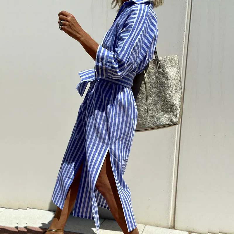 Tricia | Elegant Striped Shirt Dress