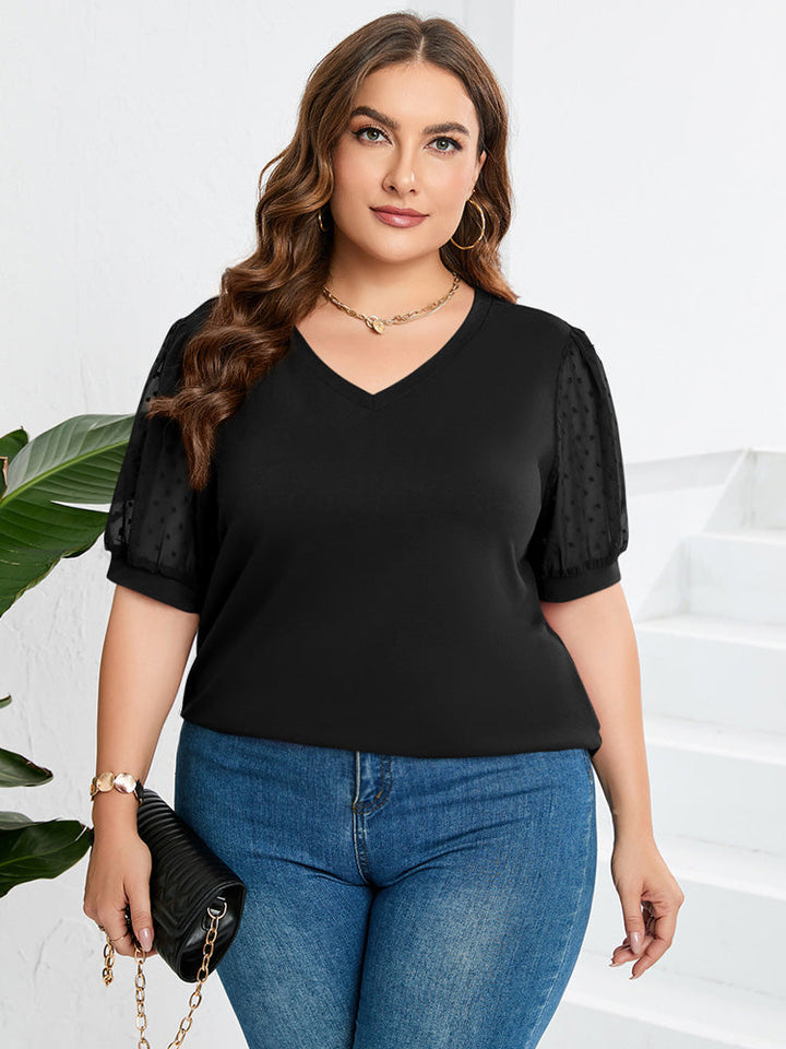 Cassidy | Sheer Sleeve V-Neck Top