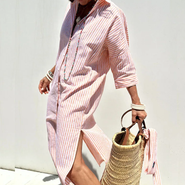 Tricia | Elegant Striped Shirt Dress
