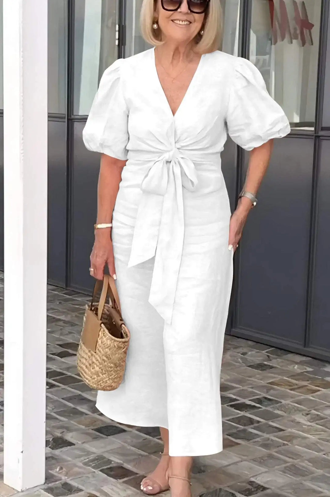 Hilarie | Elegant V-Neck Dress