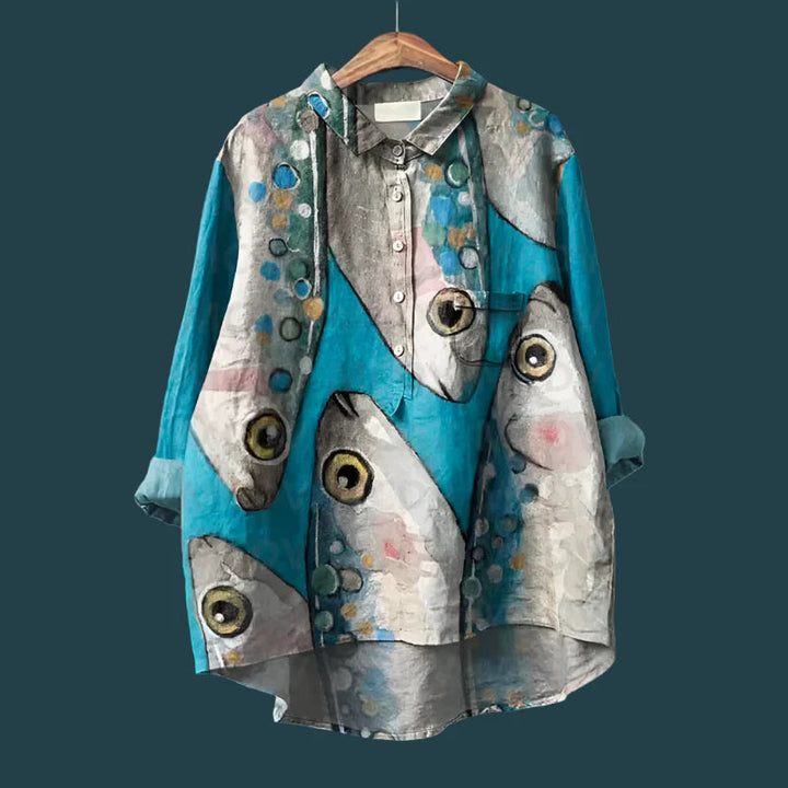 Pixie | Relax Fit Fish Print Shirt