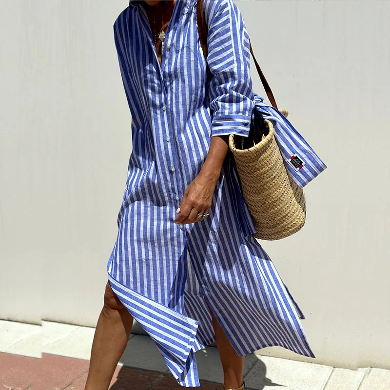 Tricia | Elegant Striped Shirt Dress