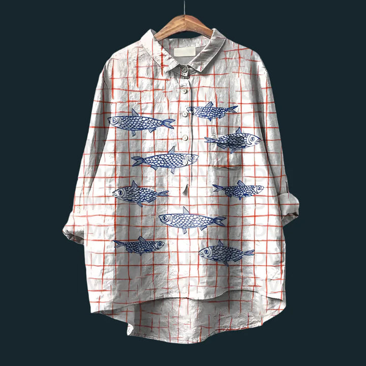 Pixie | Relax Fit Fish Print Shirt