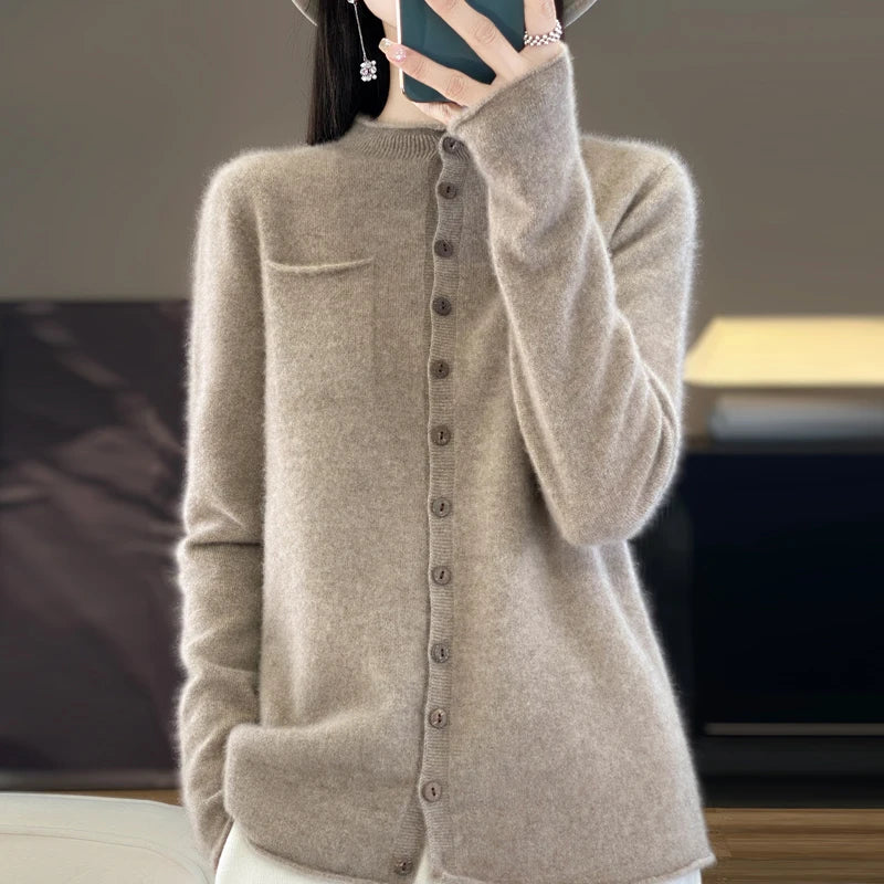 Cecily | Elegant Crew Neck Cardigan