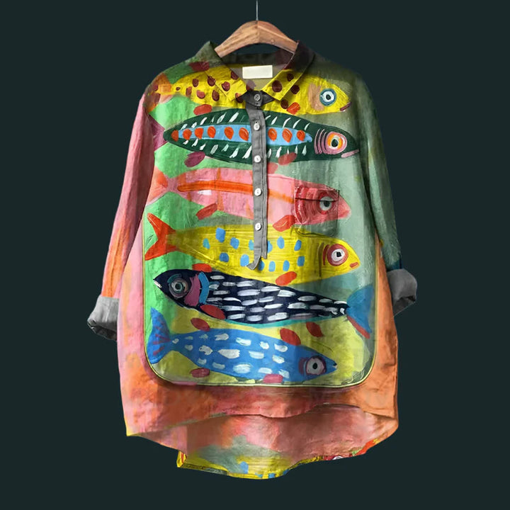 Pixie | Relax Fit Fish Print Shirt