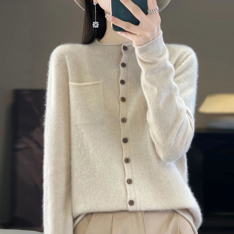 Cecily | Elegant Crew Neck Cardigan