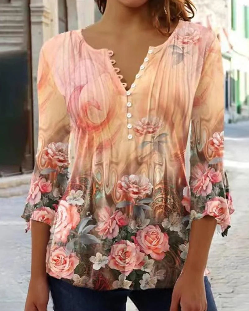 Candice | Floral V-Neck Blouse