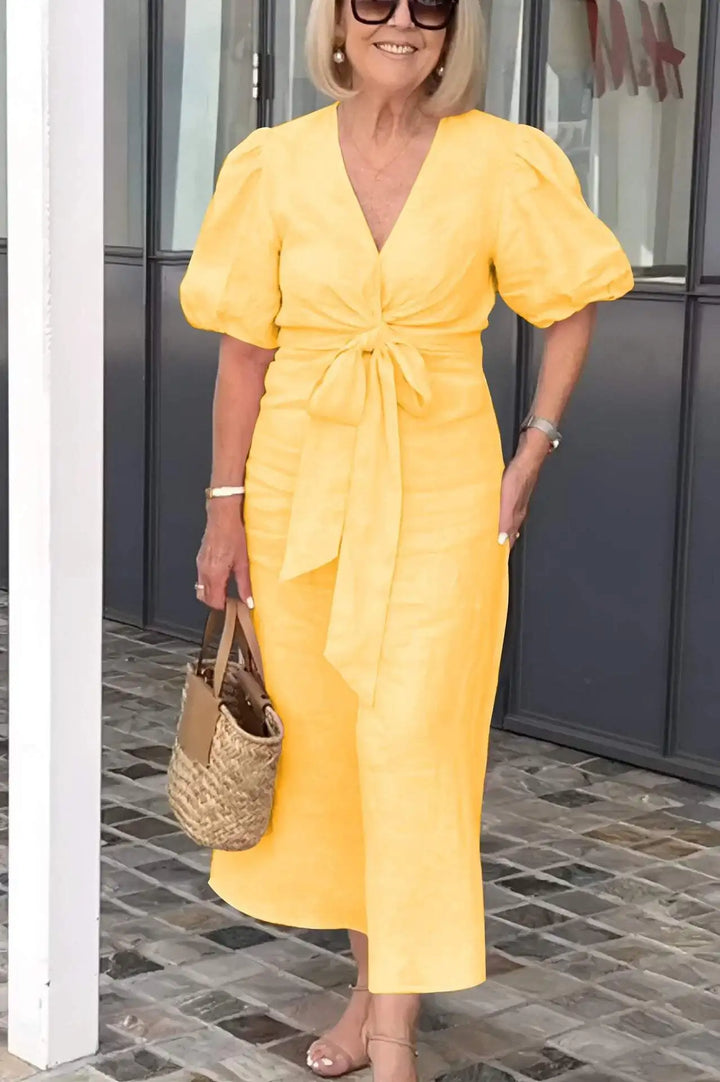 Hilarie | Elegant V-Neck Dress