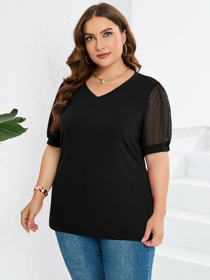 Cassidy | Sheer Sleeve V-Neck Top