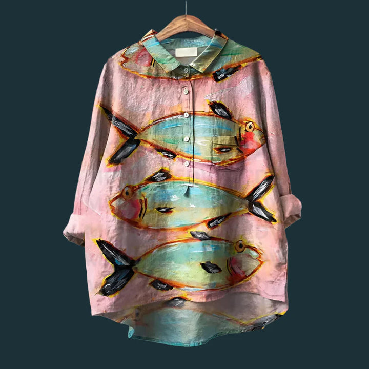 Pixie | Relax Fit Fish Print Shirt