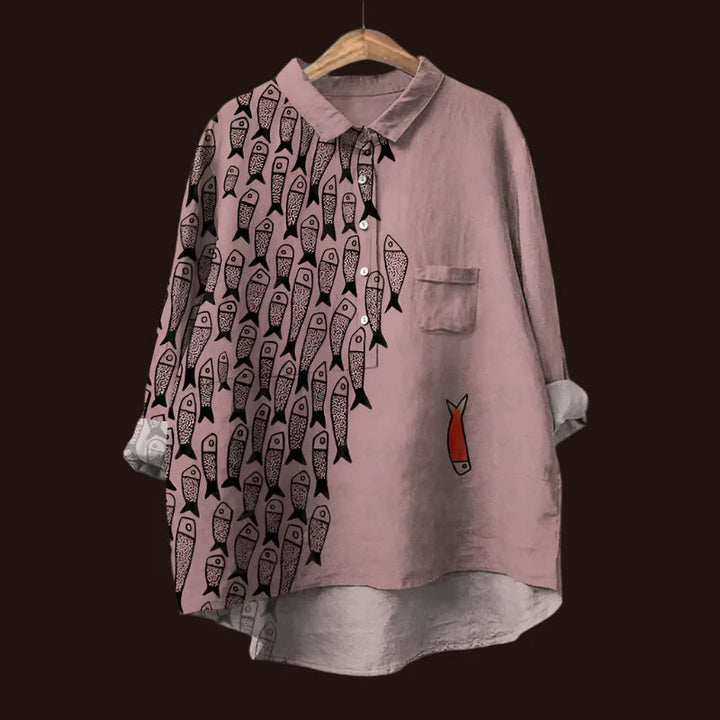 Pixie | Relax Fit Fish Print Shirt