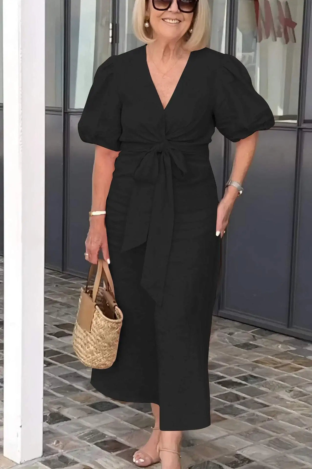 Hilarie | Elegant V-Neck Dress