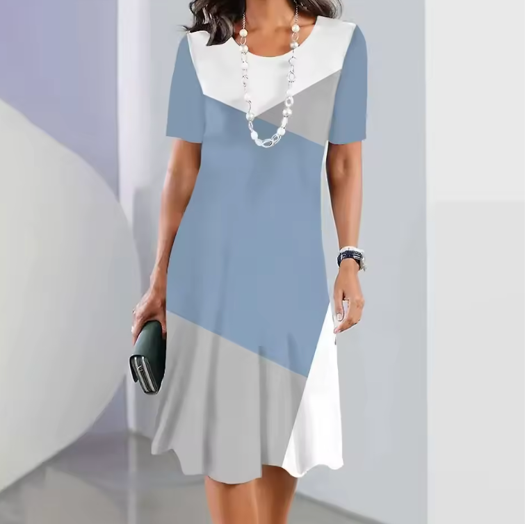 Dollie | Women's Pleated Dress with Color Blocks