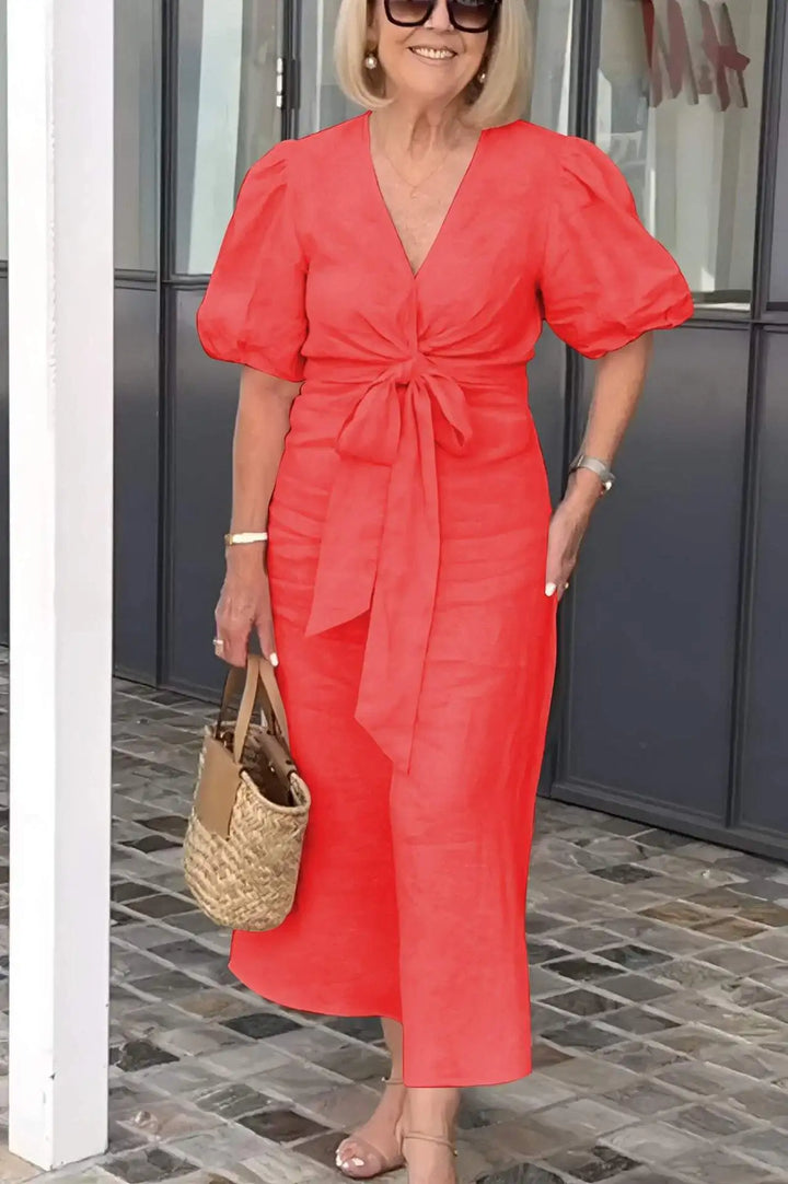 Hilarie | Elegant V-Neck Dress