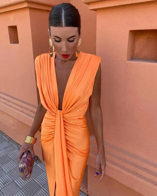 Rotchelle | Deep V-Neck Party Dress