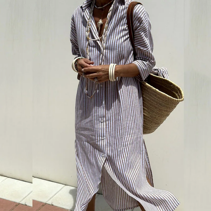 Tricia | Elegant Striped Shirt Dress