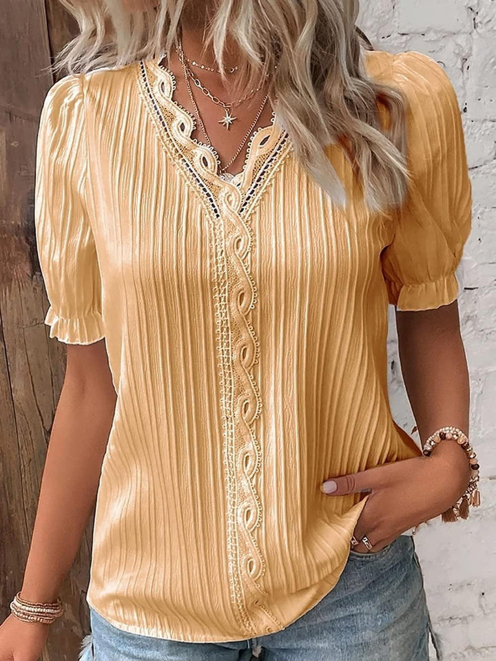 Shauna | Classy Lace V-Neck Long Sleeve Blouse