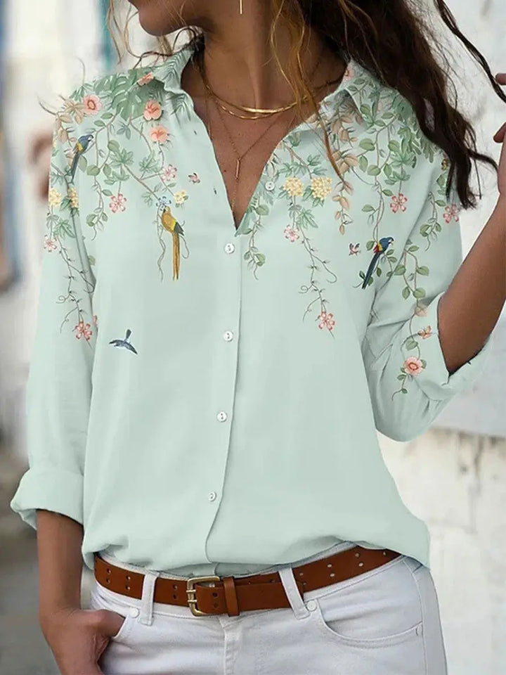 Kelsey | Printed Turn-Down Collar Blouse