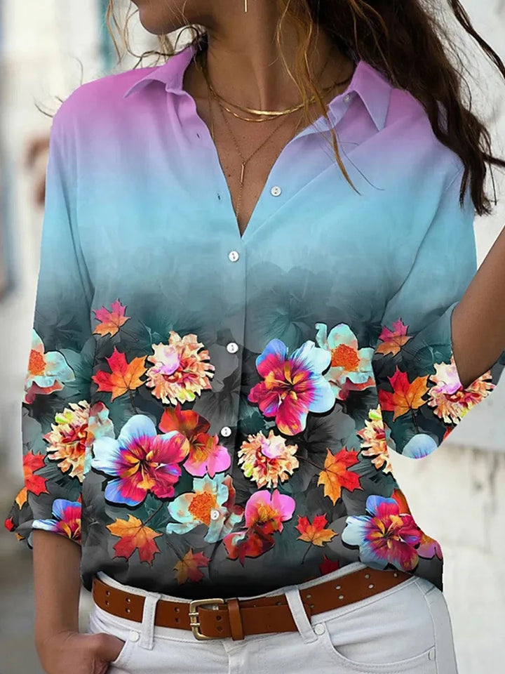 Kelsey | Printed Turn-Down Collar Blouse