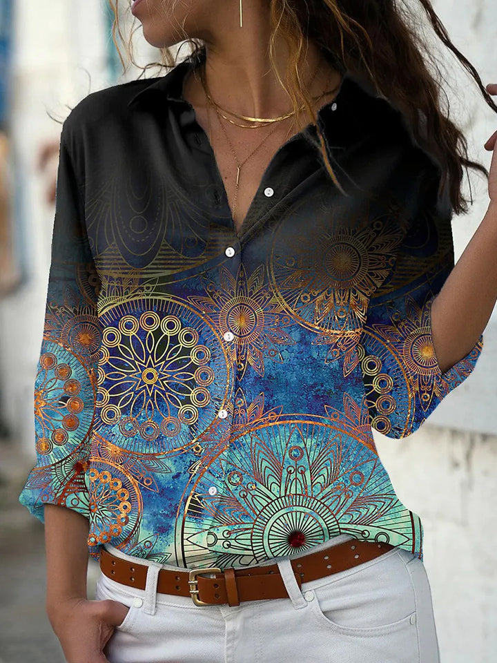 Kelsey | Printed Turn-Down Collar Blouse
