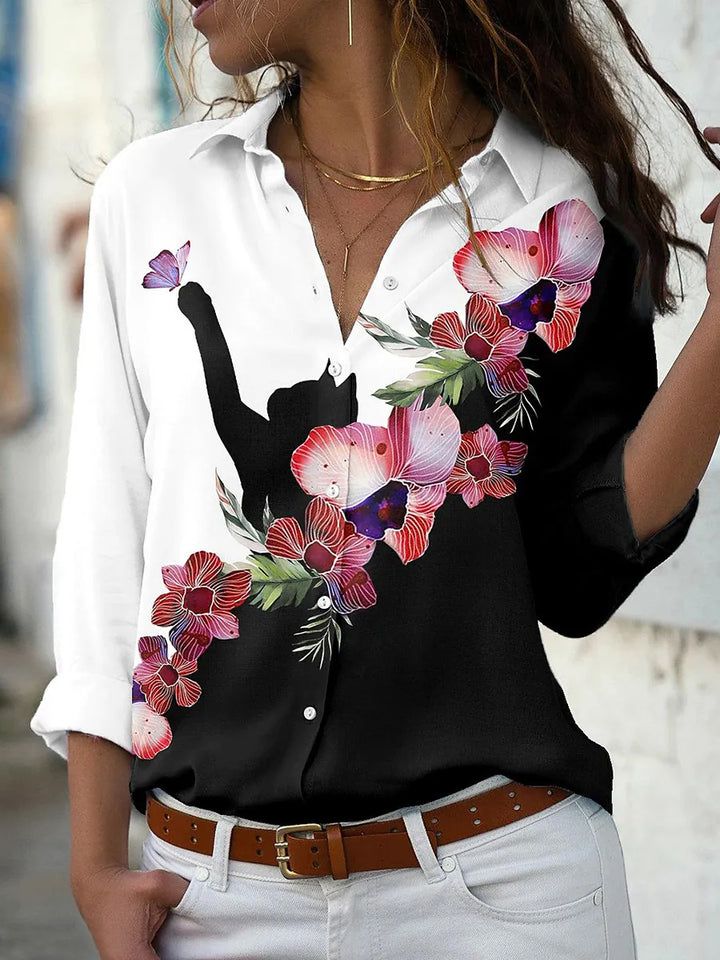 Kelsey | Printed Turn-Down Collar Blouse